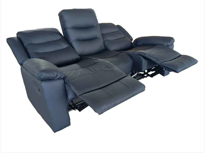 Roma 3+2 Seater Manual Recliner Anti Scratch Leather Black