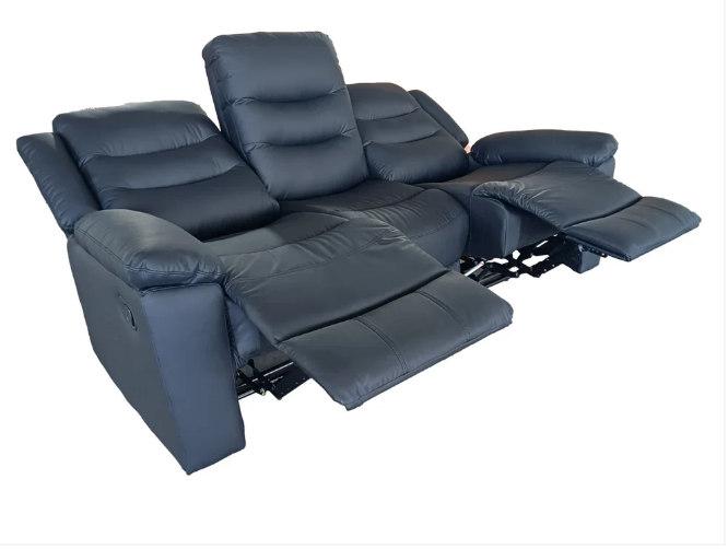 Roma 3+2 Seater Manual Recliner Anti Scratch Leather Black