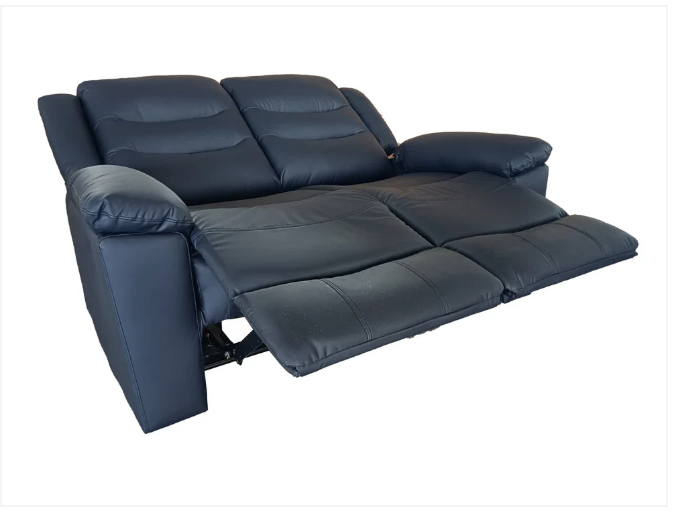 Roma 3+2 Seater Manual Recliner Anti Scratch Leather Black